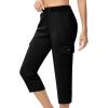 imageTBMPOY Womens Capri Pants Lightweight Quick Dry Hiking Cargo Pockets Casual Water Resistant Travel Cropped CottonBlack