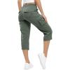imageTBMPOY Womens Cargo Capris Lightweight Hiking Pants 6 Pockets Quick Dry Casual Outdoor Trip Loose Shorts Cropped CottonArmy Green