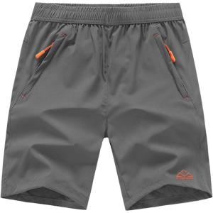 imageTBMPOY Mens 7quot Running Hiking Shorts Quick Dry Athletic Gym Outdoor Sports Workout Short 3 Zipper PocketsA20steel Gray