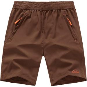 imageTBMPOY Mens 7quot Running Hiking Shorts Quick Dry Athletic Gym Outdoor Sports Workout Short 3 Zipper PocketsA22brown