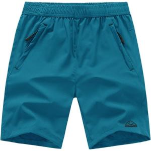 imageTBMPOY Mens 7quot Running Hiking Shorts Quick Dry Athletic Gym Outdoor Sports Workout Short 3 Zipper PocketsA23indigo