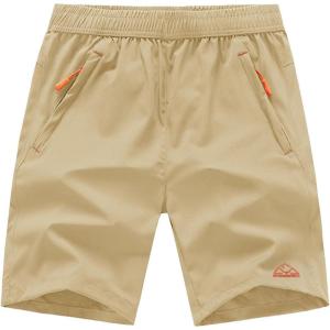 imageTBMPOY Mens 7quot Running Hiking Shorts Quick Dry Athletic Gym Outdoor Sports Workout Short 3 Zipper PocketsA24light Khaki