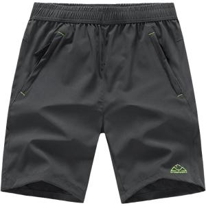 imageTBMPOY Mens 7quot Running Hiking Shorts Quick Dry Athletic Gym Outdoor Sports Workout Short 3 Zipper PocketsA26dark GreyGreen