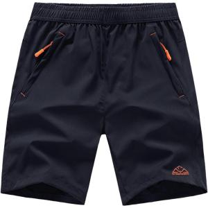 imageTBMPOY Mens 7quot Running Hiking Shorts Quick Dry Athletic Gym Outdoor Sports Workout Short 3 Zipper PocketsA27dark BlueRed