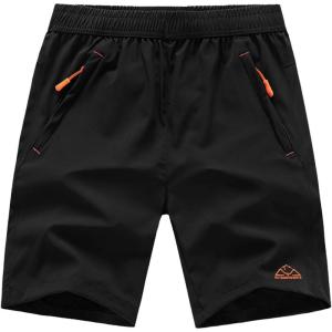 imageTBMPOY Mens 7quot Running Hiking Shorts Quick Dry Athletic Gym Outdoor Sports Workout Short 3 Zipper PocketsA2blackRed