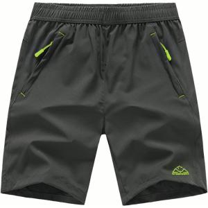 imageTBMPOY Mens 7quot Running Hiking Shorts Quick Dry Athletic Gym Outdoor Sports Workout Short 3 Zipper PocketsA30dark GreyGreen
