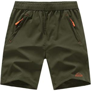 imageTBMPOY Mens 7quot Running Hiking Shorts Quick Dry Athletic Gym Outdoor Sports Workout Short 3 Zipper PocketsA4armygreen
