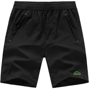 imageTBMPOY Mens 7quot Running Hiking Shorts Quick Dry Athletic Gym Outdoor Sports Workout Short 3 Zipper PocketsA6blackGreen