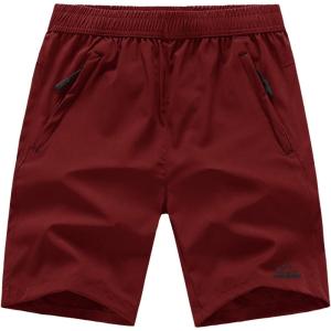 imageTBMPOY Mens 7quot Running Hiking Shorts Quick Dry Athletic Gym Outdoor Sports Workout Short 3 Zipper PocketsB11wine Red