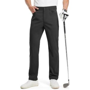 imageTBMPOY Mens Golf Pants Classic Fit Dress Work Pants Lightweight Comfortable Business Casual Pants with 5 PocketsBlack