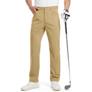 imageTBMPOY Mens Golf Pants Classic Fit Dress Work Pants Lightweight Comfortable Business Casual Pants with 5 PocketsKhaki