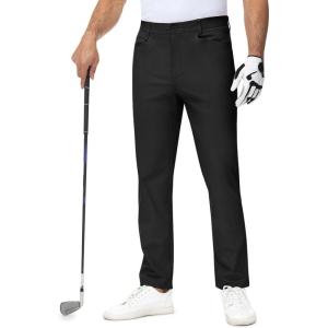 imageTBMPOY Mens Golf Pants Stretch Relaxed Fit with 5 Pockets Comfortable Lightweight Work Dress Pants Summer Casual SlacksBlack02