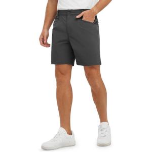 imageTBMPOY Mens Golf Shorts 7quot Stretch Dress Casual Elastic Waist Short Quick Dry Lightweight Hiking Shorts with 4 PocketsDark Grey
