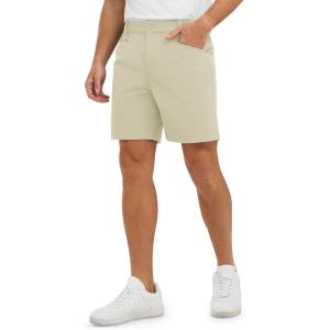 imageTBMPOY Mens Golf Shorts 7quot Stretch Dress Casual Elastic Waist Short Quick Dry Lightweight Hiking Shorts with 4 PocketsLight Khaki