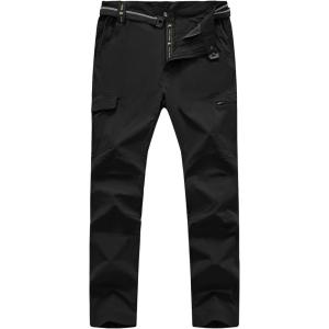 imageTBMPOY Mens Hiking Cargo Pants Lightweight Waterproof Quick Dry Outdoor Summer Fishing Camping Mountain PantC13black