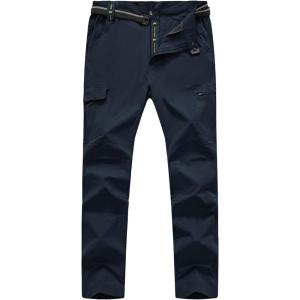 imageTBMPOY Mens Hiking Cargo Pants Lightweight Waterproof Quick Dry Outdoor Summer Fishing Camping Mountain PantC18navy