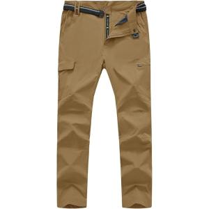 imageTBMPOY Mens Hiking Cargo Pants Lightweight Waterproof Quick Dry Outdoor Summer Fishing Camping Mountain PantC21light Brown