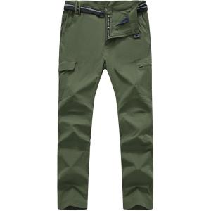imageTBMPOY Mens Hiking Cargo Pants Lightweight Waterproof Quick Dry Outdoor Summer Fishing Camping Mountain PantC23green