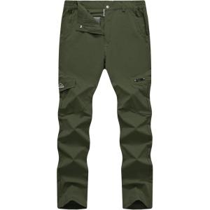 imageTBMPOY Mens Hiking Pants Lightweight 6 Cargo Pockets Quick Dry Water Resistant Outdoor Travel Work FishingArmy Green