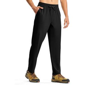imageTBMPOY Mens Hiking Pants Lightweight Quick Dry 3 Pockets Travel Fishing WaterResistant Athletic Workout SweatpantsBlack