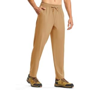 imageTBMPOY Mens Hiking Pants Lightweight Quick Dry 3 Pockets Travel Fishing WaterResistant Athletic Workout SweatpantsDark Khaki