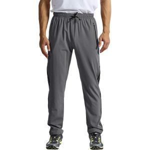 imageTBMPOY Mens Hiking Pants Quick Dry Lightweight Travel Track Running Active Jogger Sweatpants with PocketsB21greyBlack