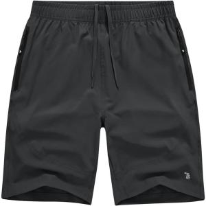 imageTBMPOY Mens Hiking Shorts Lightweight Outdoor Sports Shorts 7quot Quick Dry Athletic Running Gym Shorts with Zipper PocketsDark Grey
