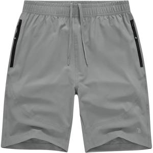 imageTBMPOY Mens Hiking Shorts Lightweight Outdoor Sports Shorts 7quot Quick Dry Athletic Running Gym Shorts with Zipper PocketsLight Grey