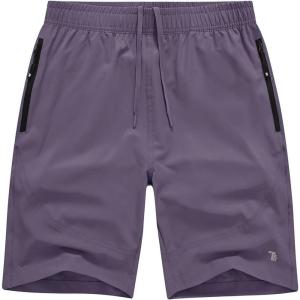 imageTBMPOY Mens Hiking Shorts Lightweight Outdoor Sports Shorts 7quot Quick Dry Athletic Running Gym Shorts with Zipper PocketsPurple Gray