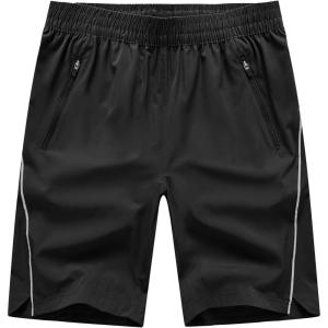 imageTBMPOY Mens Hiking Shorts Quick Dry Athletic Gym Workout Short with Zipper PocketsC13black