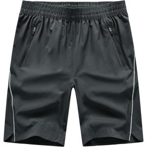 imageTBMPOY Mens Hiking Shorts Quick Dry Athletic Gym Workout Short with Zipper PocketsC15dark Grey