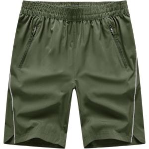 imageTBMPOY Mens Hiking Shorts Quick Dry Athletic Gym Workout Short with Zipper PocketsC19army Green
