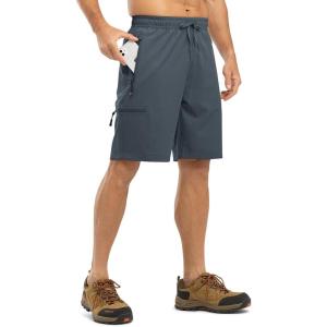 imageTBMPOY Mens Hiking Shorts with 5 Zip Pockets 9 Lightweight Outdoor Work Athletic Travel Short for Men Casual RunningCool Grey