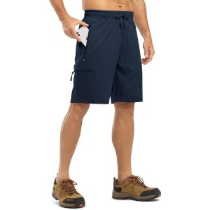 imageTBMPOY Mens Hiking Shorts with 5 Zip Pockets 9 Lightweight Outdoor Work Athletic Travel Short for Men Casual RunningNavy