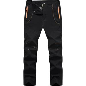 imageTBMPOY Mens Hiking Work Cargo Pants Lightweight Waterproof Quick Dry Outdoor Mountain Pant Fishing Camping1black