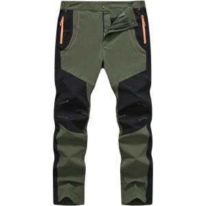 imageTBMPOY Mens Hiking Work Cargo Pants Lightweight Waterproof Quick Dry Outdoor Mountain Pant Fishing Camping1green