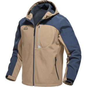 imageTBMPOY Mens Hooded Softshell Jacket Waterproof Windproof Ski Hiking Outerwear Fleece Lined Winter Coat3khaki
