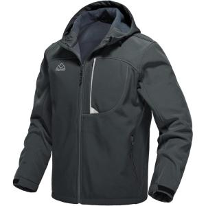 imageTBMPOY Mens Hooded Softshell Jacket Waterproof Windproof Ski Hiking Outerwear Fleece Lined Winter Coat6gray