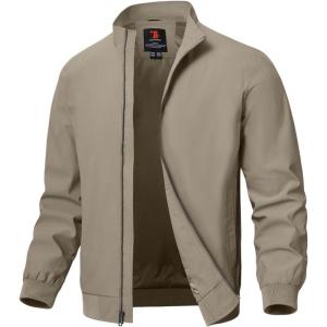 imageTBMPOY Mens Light Jackets Waterproof Bomber Work Jacket Causal Windbreaker Full Zip Golf Dress Outwear CoatsYellow02 Style