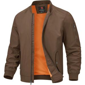 imageTBMPOY Mens Lightweight Bomber Jackets Light Track Jackets Casual Summer Windbreaker Outdoor Golf Fashion Coat for MenA2dark Coffee