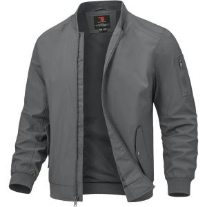 imageTBMPOY Mens Lightweight Bomber Jackets Light Track Jackets Casual Summer Windbreaker Outdoor Golf Fashion Coat for MenA2dark Grey