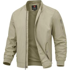 imageTBMPOY Mens Lightweight Bomber Jackets Light Track Jackets Casual Summer Windbreaker Outdoor Golf Fashion Coat for MenA2khaki