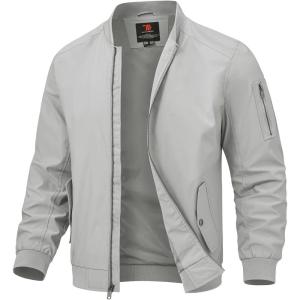 imageTBMPOY Mens Lightweight Bomber Jackets Light Track Jackets Casual Summer Windbreaker Outdoor Golf Fashion Coat for MenA2light Grey
