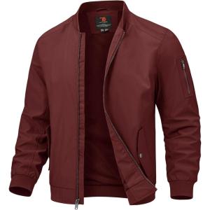 imageTBMPOY Mens Lightweight Bomber Jackets Light Track Jackets Casual Summer Windbreaker Outdoor Golf Fashion Coat for MenA2wine Red