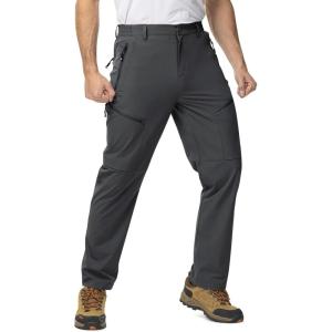 imageTBMPOY Mens Lightweight Hiking Travel Pants 5 Zip Pockets Stretch Quick Dry Work Pant Cargo Outdoor Camping FishingDark Grey