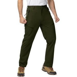 imageTBMPOY Mens Lightweight Hiking Travel Pants 5 Zip Pockets Stretch Quick Dry Work Pant Cargo Outdoor Camping FishingGreen