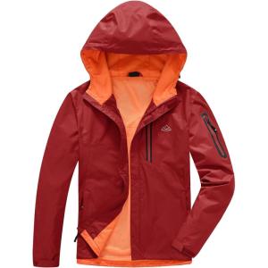 imageTBMPOY Mens Lightweight Rain Jackets Waterproof Raincoat with Hood Running Cycling Hiking Outdoor Windbreaker4wine Red