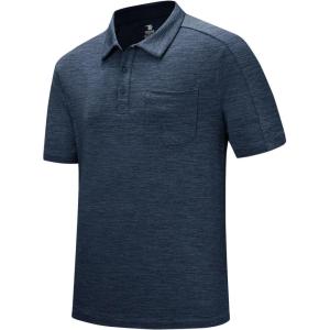 imageTBMPOY Mens Polo Shirts Short Sleeves with Pocket Lightweight Quick Dry Outdoor Casual Work Golf Sports ShirtBlue