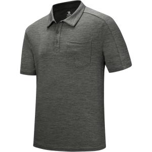 imageTBMPOY Mens Polo Shirts Short Sleeves with Pocket Lightweight Quick Dry Outdoor Casual Work Golf Sports ShirtDark Grey