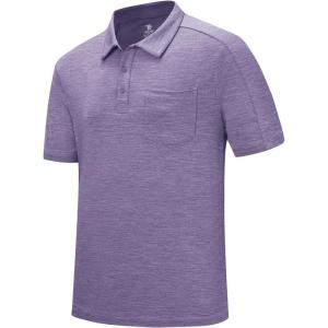 imageTBMPOY Mens Polo Shirts Short Sleeves with Pocket Lightweight Quick Dry Outdoor Casual Work Golf Sports ShirtDeep Purple